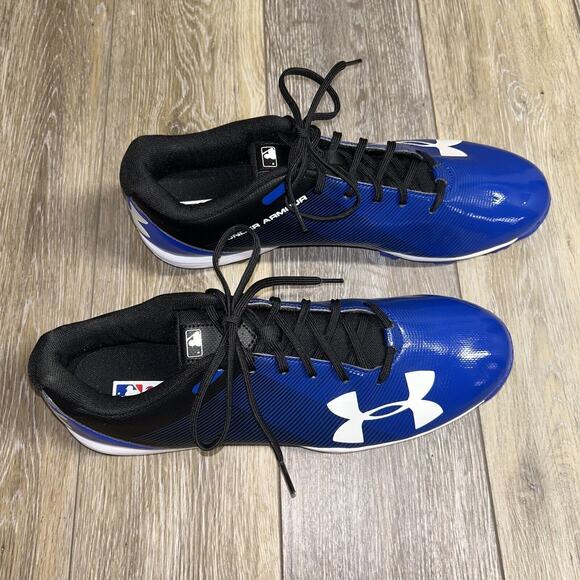 Under Armour Mens Size 13 Baseball Cleats 1297317-001 Blue Black Sneaker Shoes - Picture 2 of 11